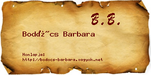 Bodócs Barbara névjegykártya
